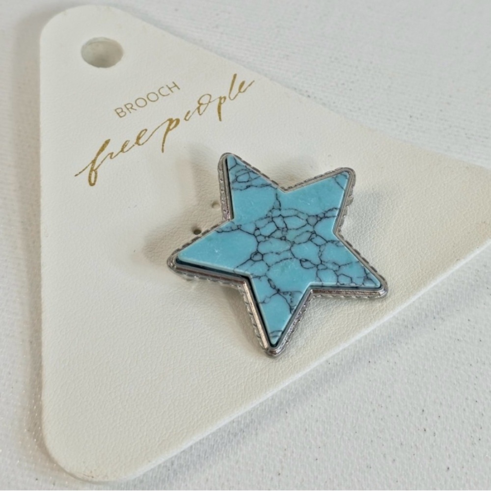 Free People High Roller Blue Star Brooch NWT​